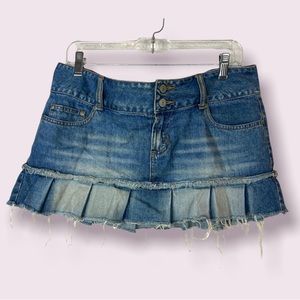 Low waist vintage y2k pleated denim mini skirt low rise
